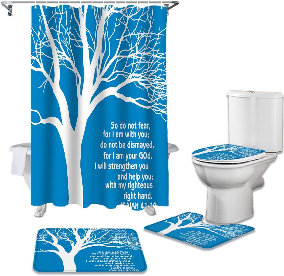 4 Piece Shower Curtain Sets with Rugs and Towels and Accessories