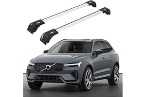 ERKUL Roof Rack Cross Bars for Volvo XC60 2018-2025 | Aluminum Crossbars with Anti Theft Lock for Rooftop | Compatible with Flush Rails - Silver