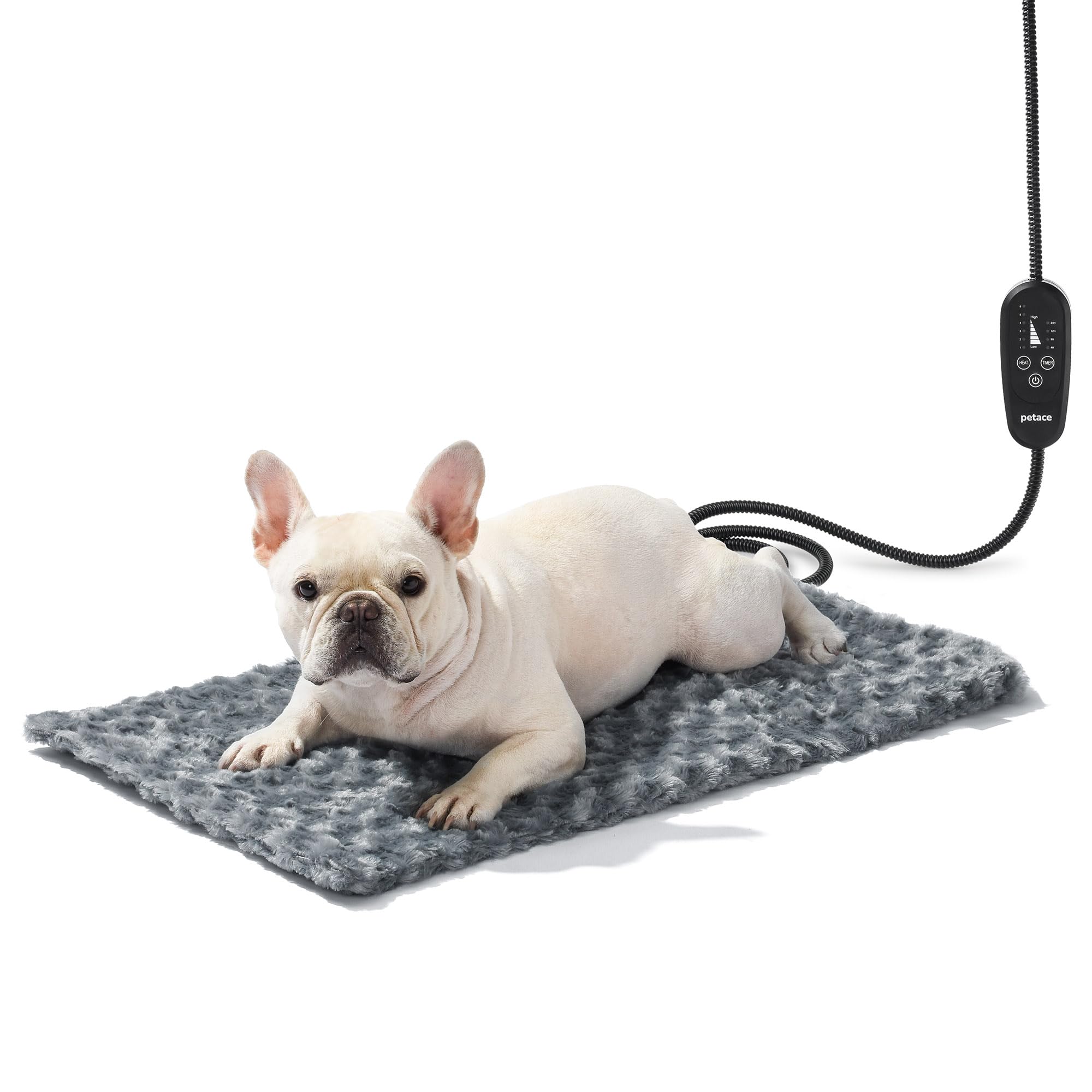 Photo 1 of Petace Adjustable Temperature Heated Cat Bed & Dog Heating Pad with Timer, Chew-Resistant Cord, Thick and Soft Cover, Indoor Pet Heating Pad, 27.5" x 15.7"
