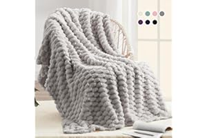 Zerbuger King Size Fleece Blanket for Bed or Couch 110x90 Inches, 3D Imitation Turtle Shell Jacquard Decorative Bed Blankets, Cozy Soft Lightweight Blanket Suitable for All Seasons, Light Grey
