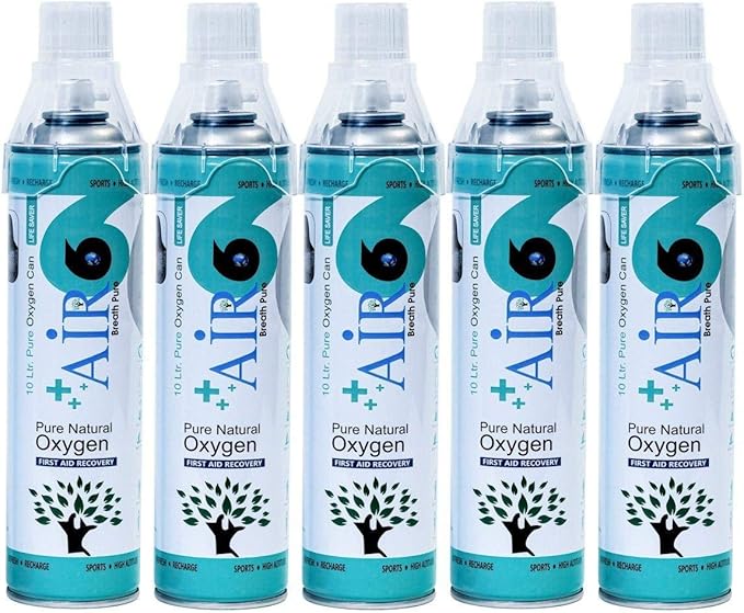 Air6 Portable Oxygen Cylinder/Canister/Can with Inbuilt Mask Pack of 5