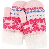 OVOY Warm Fleece Lined Winter Mittens for Toddlers 3-7 Years, Boys Girls Soft Knit Snow Gloves