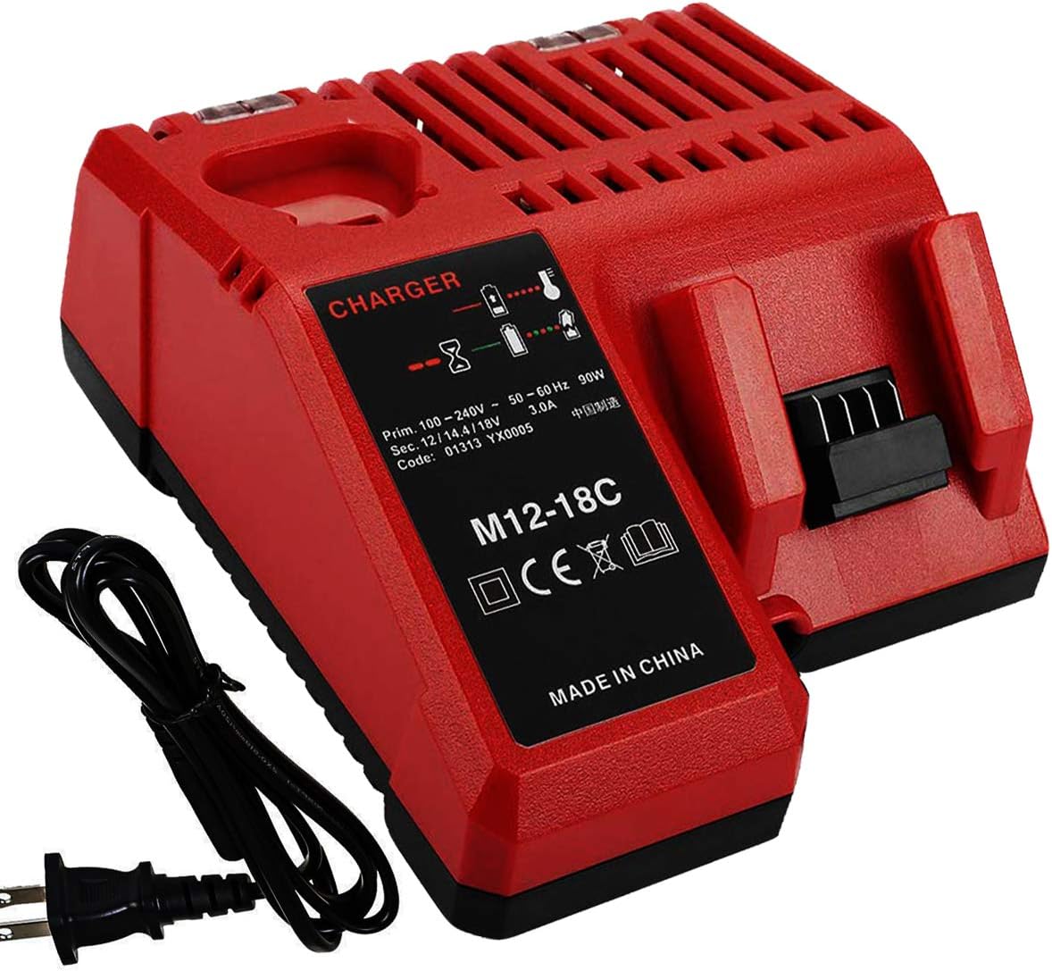 VINIDA 6000mAh 18V Battery Replacement for Milwaukee Battery 18V M 18 Lithium XC 48-11-1815 48-11-1820 48-11-1850 48-11-1860 48-11-1828 with M12-18C Charger for Milwaukee 18V Battery Charger Combo