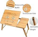 Vivo Technologies Bamboo Laptop Bed Desk with Adjustable Tray and Drawer view 3