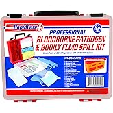 Rapid Care First Aid 839BBK-1 Premium Bloodborne Pathogen &amp; Bodily Fluid Spill Kit, OSHA Compliant, Wall Mountable, 10" x 8" x 3 1/2"