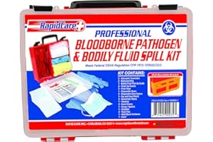 Rapid Care First Aid 839BBK-1 Premium Bloodborne Pathogen & Bodily Fluid Spill Kit, OSHA Compliant, Wall Mountable, 10" x 8" x 3 1/2"