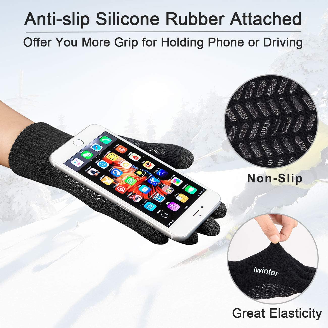 3 Pcs Warm Winter Knit Hat Scarf and Glove Set for Men Women Tech Touchscreen Gloves Black at  Men’s Clothing store