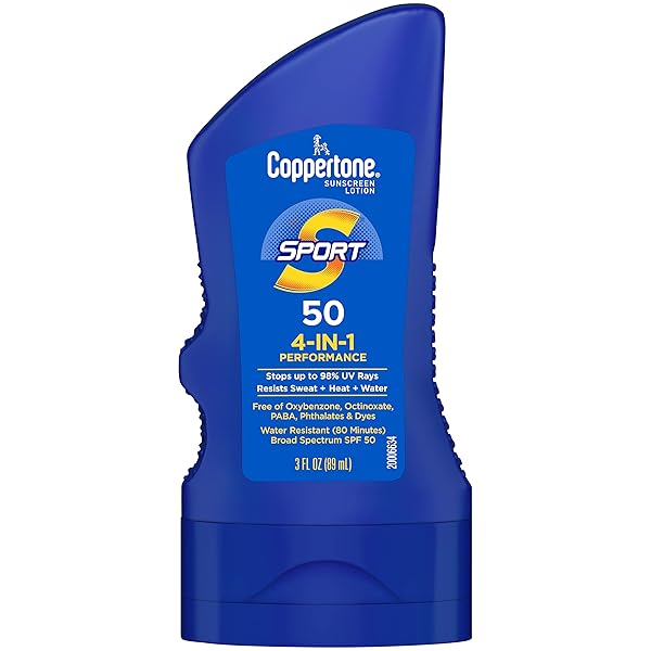 COPPERTONE SPORT SUNSCREEN SPF 50 LOTION, WATER RESISTANT , BODY SUNSCREEN LOTION, TRAVEL SIZE , 3 FL OZ