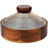 Wooden Snack Box with Glass Lid, 4-Compartment Serving Tray for Nuts, Candy, Dried Fruits, Multipurpose Storage Container for Home & Parties