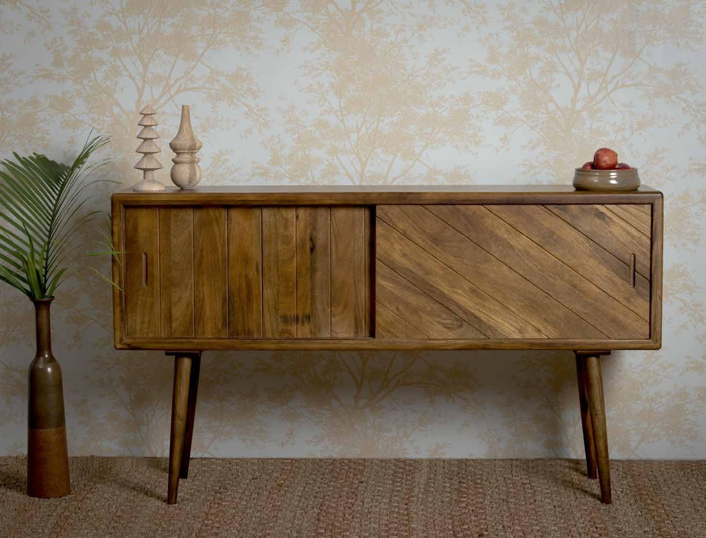 Stones – et/065 Sideboard in Walnut Finish Solid Mango Wood