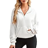 Florboom Women's Quarter Zip Oversized Sweatshirts Drawstring Casual Pullover Top with Pockets