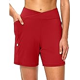 G Gradual Women's Athletic Shorts 6" High Waisted Stretchy Bermuda Shorts for Women Quick Dry Summer Casual Shorts