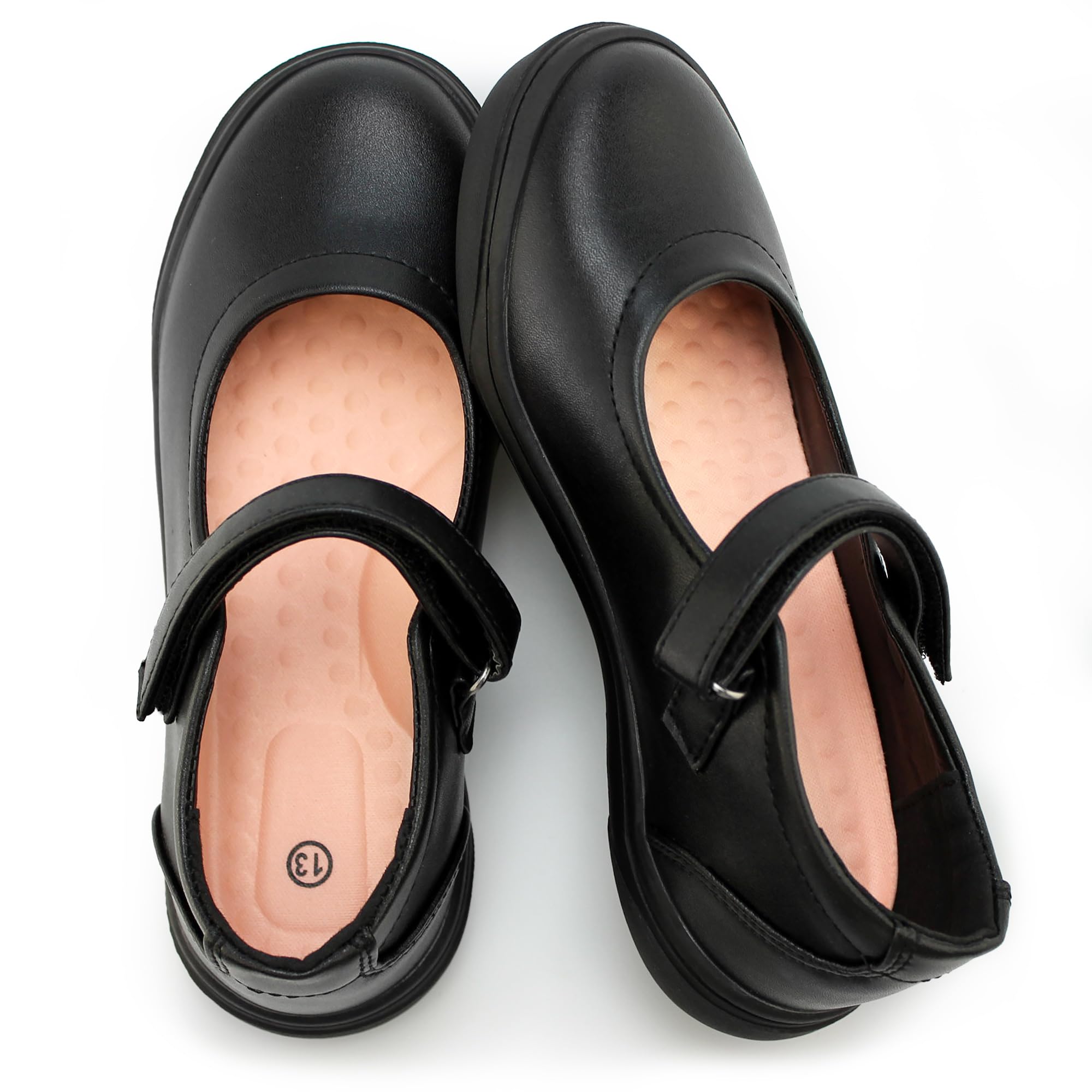 Photo 1 of Tobfis Girl's Mary Jane Flats Lightweight School Uniform Shoes Black Dress Shoes,Black PU,2 M US Little Kid