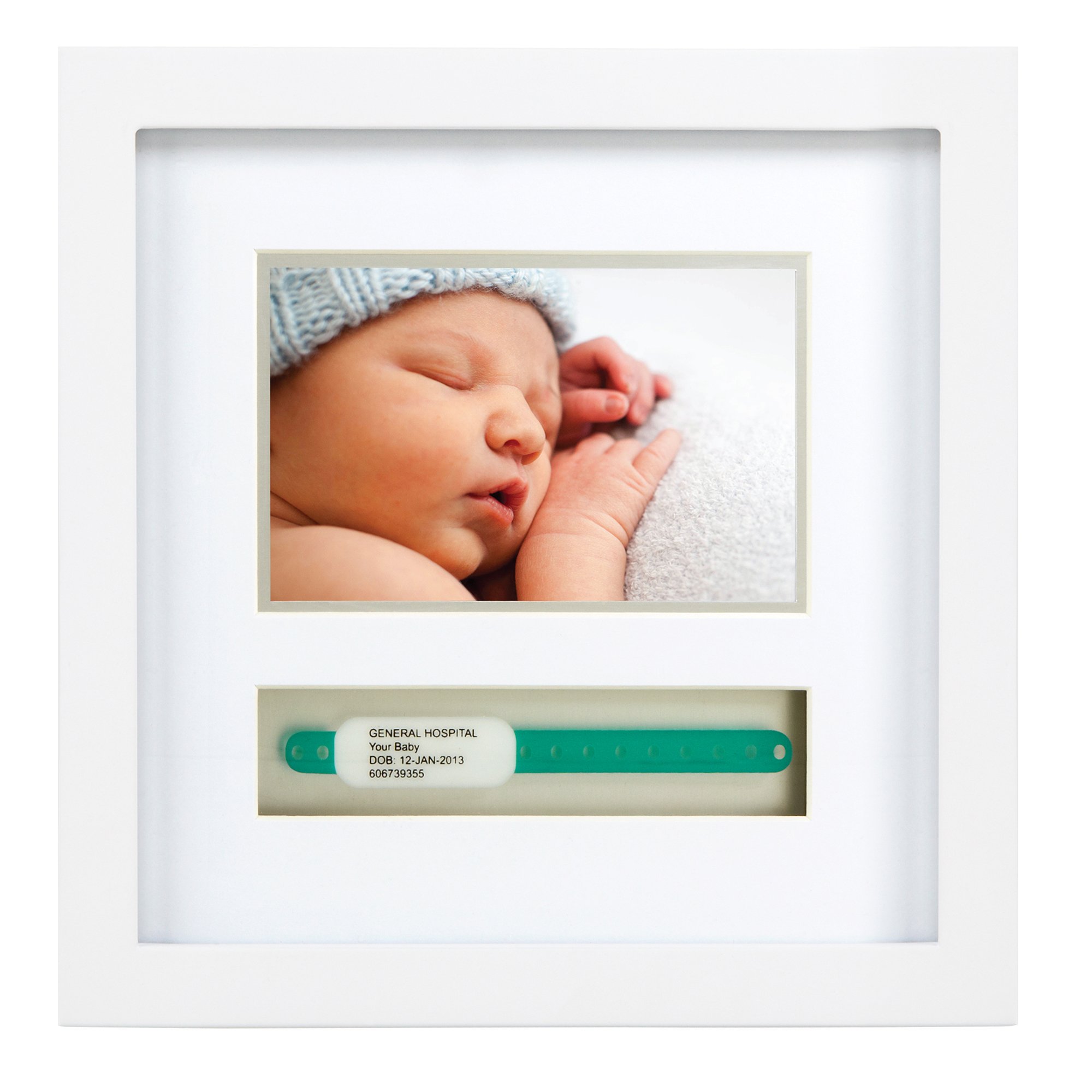 Pearhead Baby Hospital ID Bracelet and Photo Keepsake Frame, White