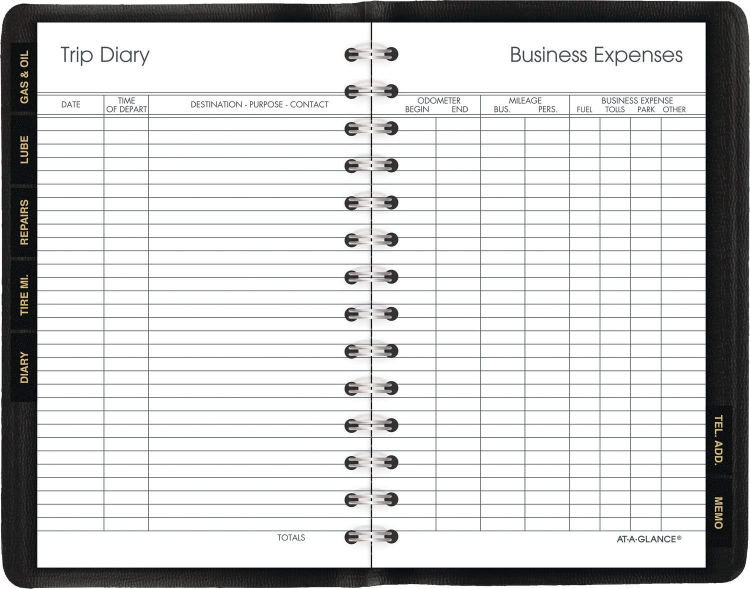 AT-A-GLANCE Auto Mileage Log Record Book, 3.75 x 6.12 Inches, Black (AAG8013505): Office Products