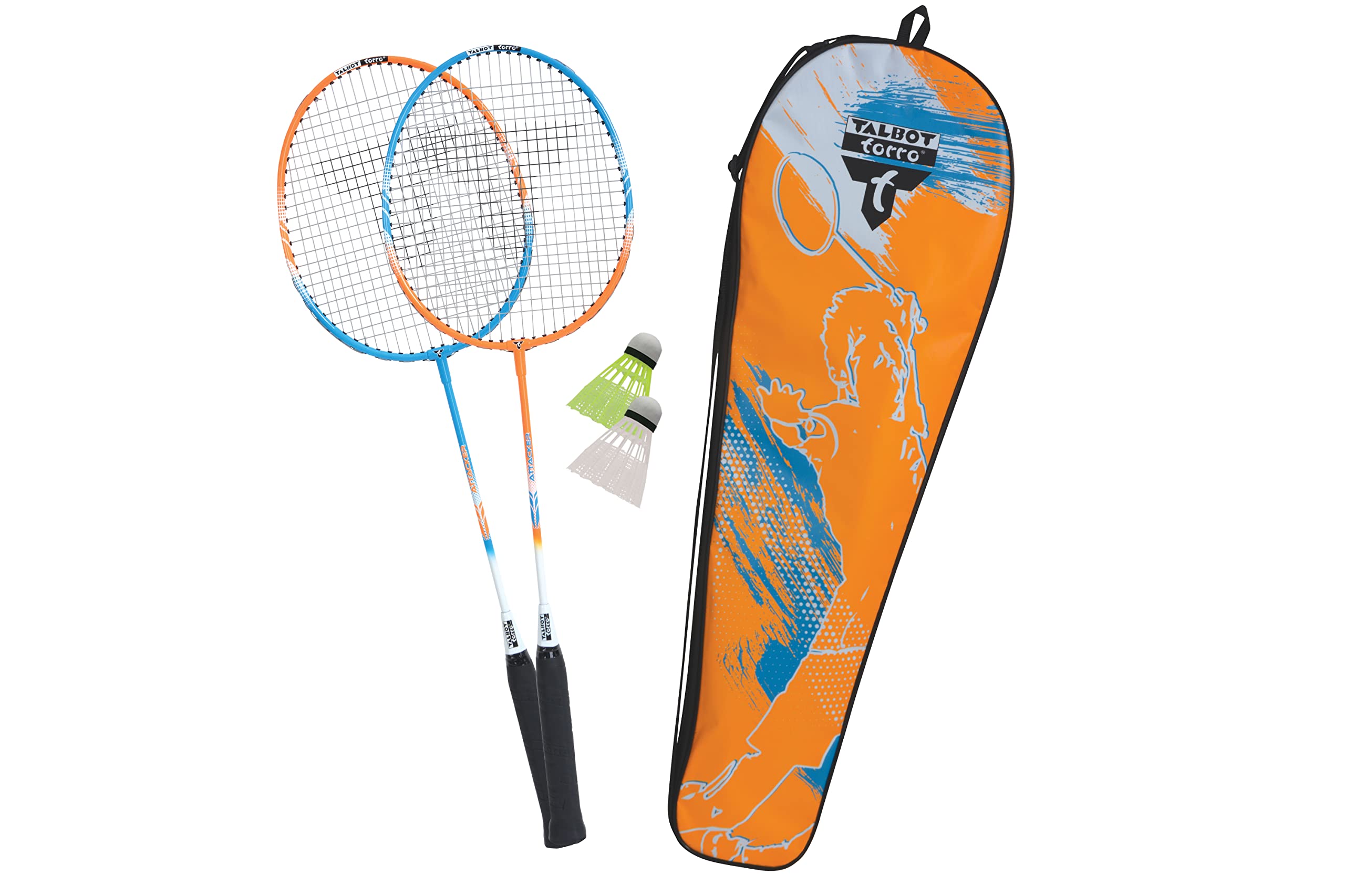 Talbot-Torro 2-Attacker Badminton Set, 2 Rackets, 2 Shuttlecocks, in a Beautiful Bag, 449411