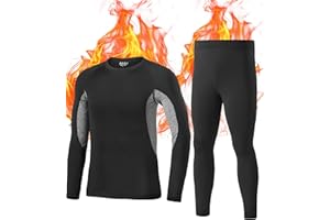 EoBeKee Boys Thermal Underwear Set - Ultra Soft Fleece Lined Long Johns Tops & Bottoms Cold Weather Base Layer for Winter
