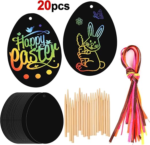 HOWAF Easter Scratch Art Egg Decoration for Children to Decorate for