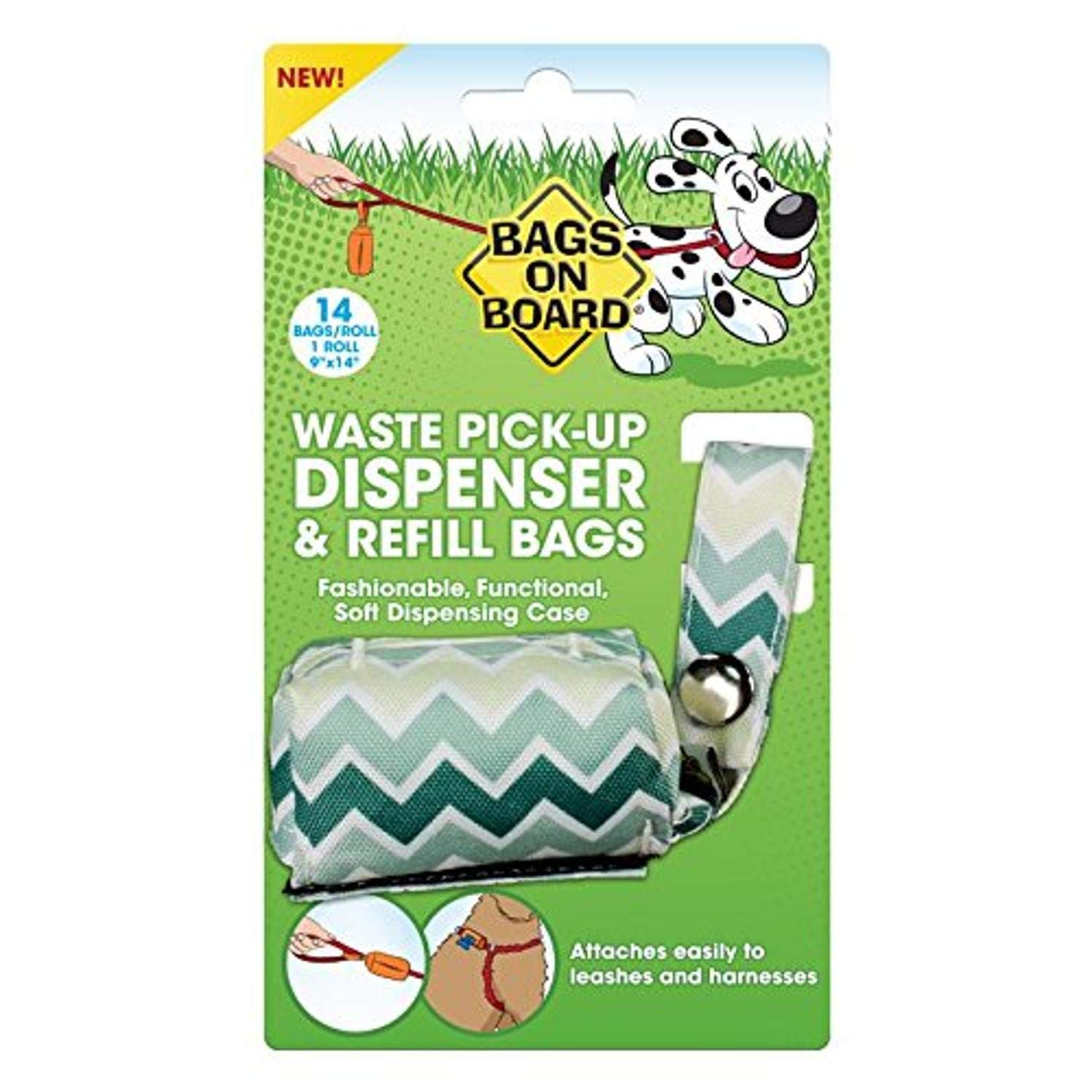 Bags on Board Dog Poo Pick-Up Dispenser and Refill Bags, Chevron