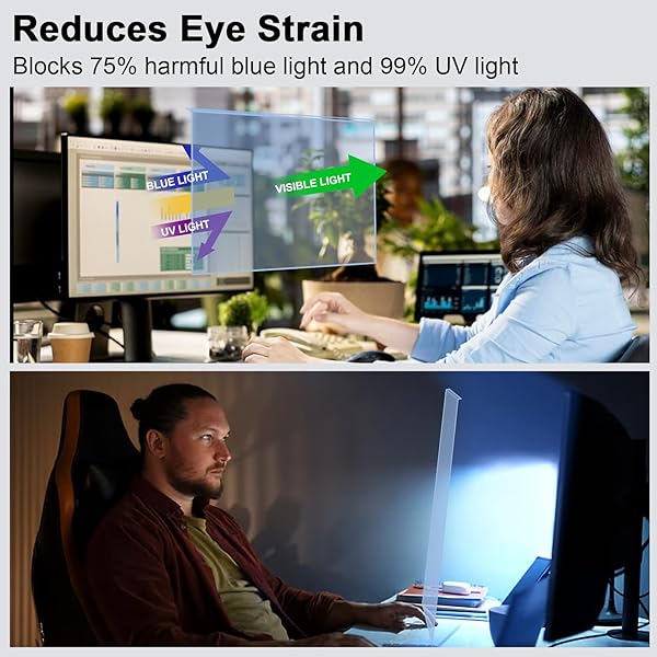 BSPROTE 27-28 INCH BLUE LIGHT FILTER FOR COMPUTER MONITOR, COMPUTER SCREEN BLUE LIGHT BLOCKER PANEL (24.8”X14.6”) FOR WIDESCREEN DESKTOP LCD TV PC MONITOR, HD NOT ANTI-GLARE
