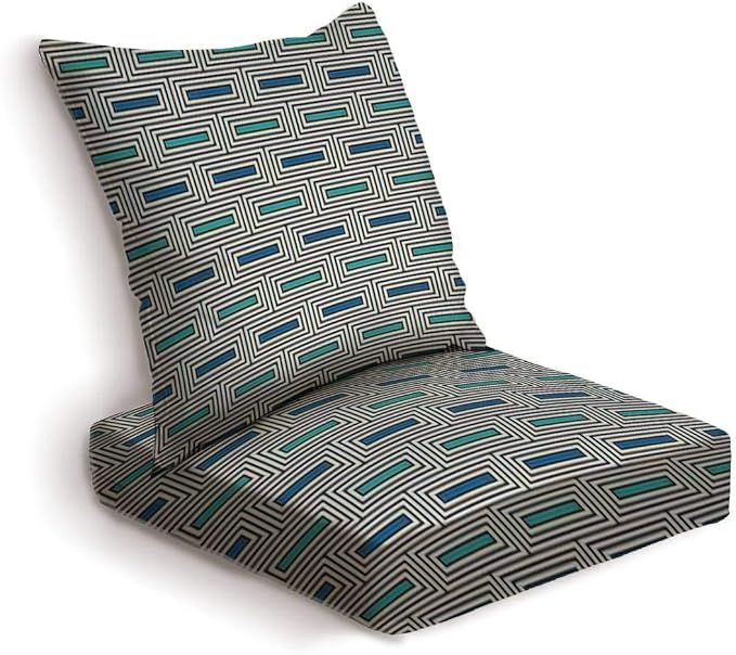 Amazon.com: 2-Piece Outdoor Deep Seat Cushion Set Repeated rectangular