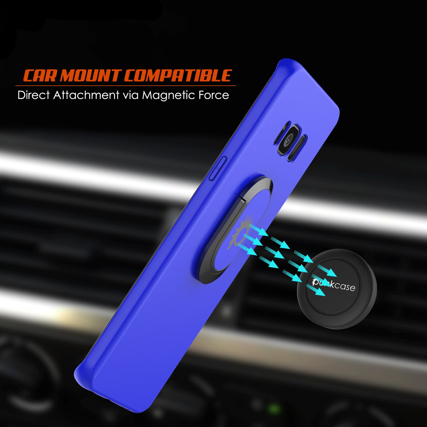 Galaxy S8 Case, Punkcase Magnetix Protective TPU Cover W/Kickstand, Ring Grip Holder & Metal Plate for Magnetic Car Phone Mount Plus PunkShield Screen Protector for Samsung S8 Edge [Blue]