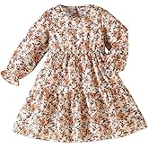 Beuwltpa Toddler Girl Dress Long Sleeve Casual Outfits Baby Floral Spring Fall Playwear Dresses 3-7T