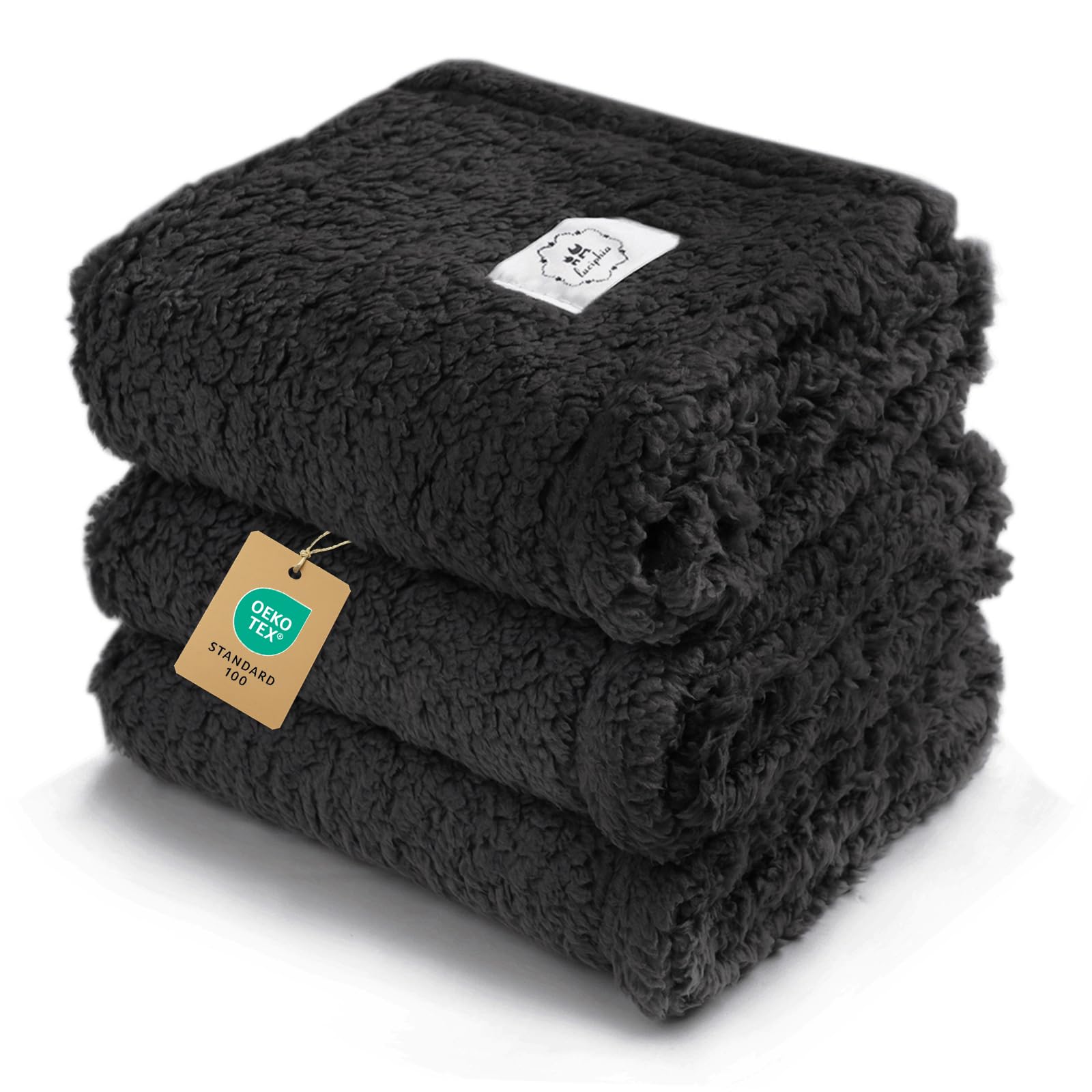 Photo 1 of 1 Pack 3 Calming Blankets Fluffy Premium Fleece Pet Blanket Soft Sherpa Throw for Dog Puppy Cat Black Large (41"x31")