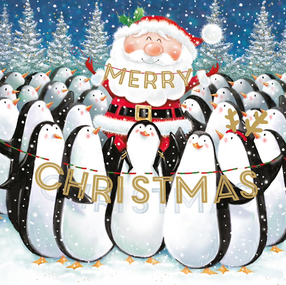 Ling Design Whimsical Cute & Festive Kids & School Pack of 6 Christmas Cards - Premium Board - Charity Christmas Cards Great British Card Company (Santa & Friends)