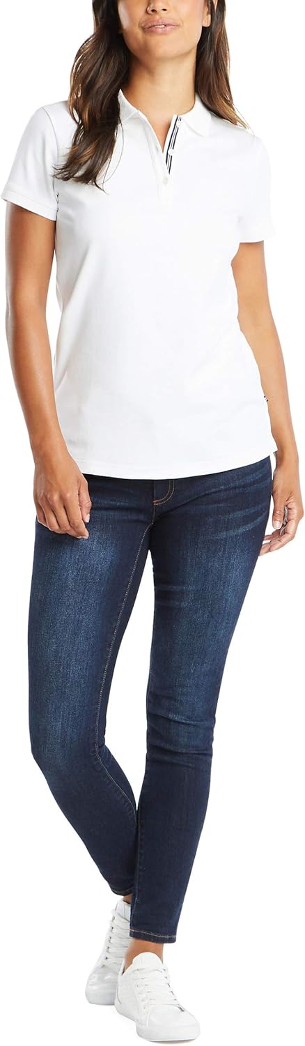 Nautica Women's 3-Button Short Sleeve Breathable 100% Cotton Polo Shirt at  Women’s Clothing store