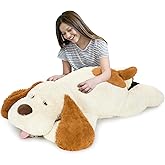 MorisMos Giant Dog Stuffed Animals, 51inch Large Stuffed Dog Plush Soft Big Puppy Pillow Gifts Kids, Girls, Boys, White