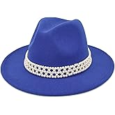 HUDANHUWEI Womens Wide Brim Fedora Hat with Pearl Band Lady Panama Hat