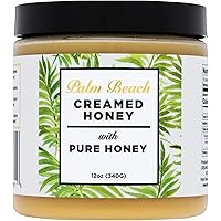 Palm Beach Creamed Honey, Whipped Natural Wildflower Honey, Small-Batch Raw and Unfiltered Pure Honey, Kosher Certified, 12 O