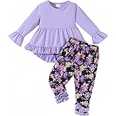 Ichigobaby Baby Girl Clothes Infant Toddler Girl Outfit Long Sleeve Shirts Top Rufffle Pants Little Girls Clothes