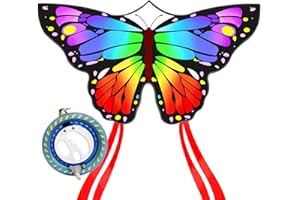 Kaiciuss Large Butterfly Kite with Kite Reel Set for Kids & Adults, Easy to Fly Single Line Kite with Kite Spool for Boys & Girls, 55'' x 28'' Butterfly Kite with 7.1 Inch Kite Wheel Kit