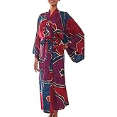 NOVICA Artisan made Women's Handpainted Batik Patterned Long Robe from Indonesia