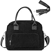 FITDON Insulated Lunch Bag for Women Men, Large Lunch Box Container Leakproof Corduroy Cooler Bag Lunch Tote Bag for Work Picnic, Black