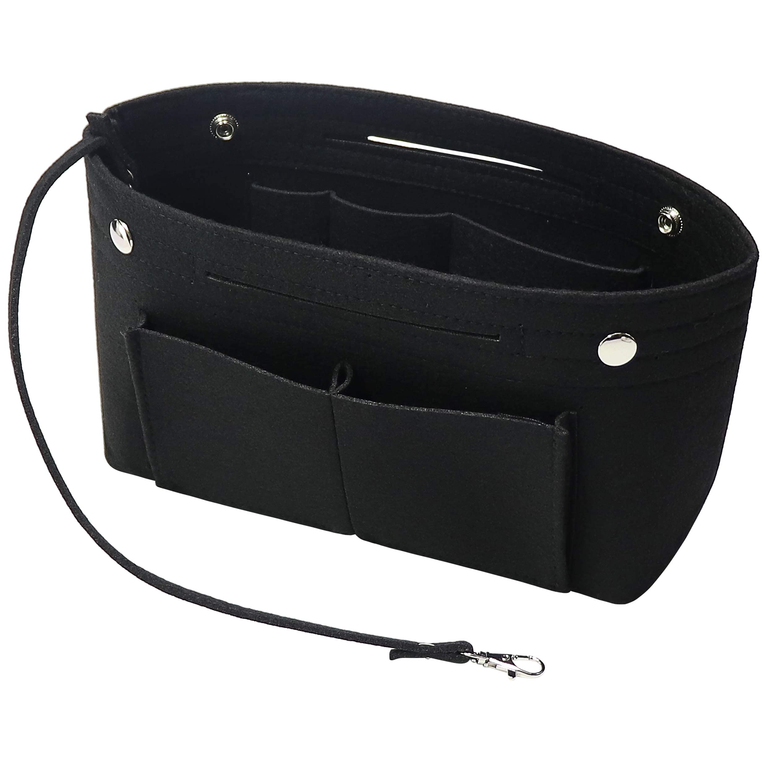 Soyizom Felt Handbag Purse Organiser Liner Shaper Insert Bag In Bag with Keychain for Speedy Neverfull, 8 Colors（Black，small）