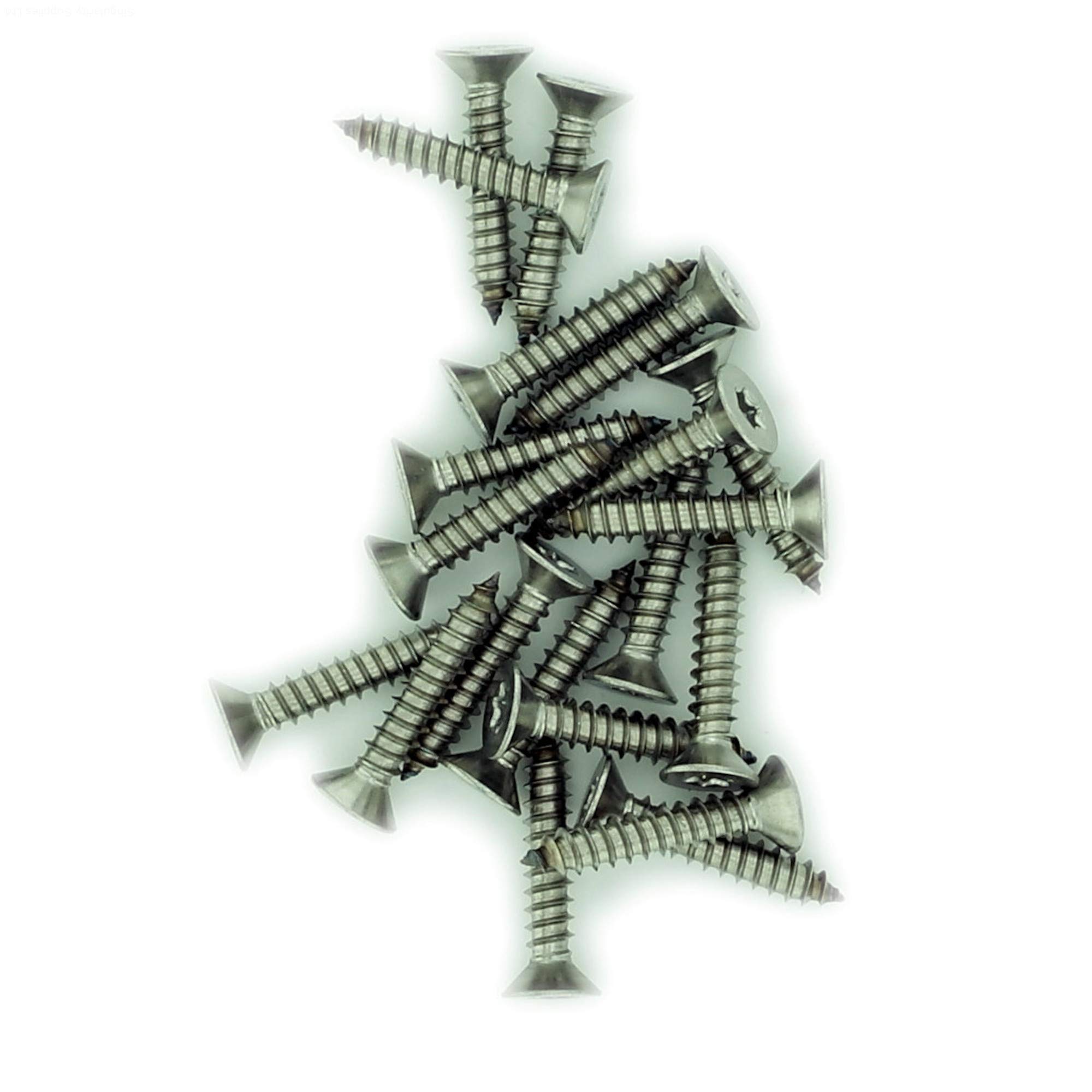 No.7 x 0.375 (3.9mm x 9.5mm) TX Countersunk Self-Tapping Screw - Stainless Steel (A2) (Pack of 20)