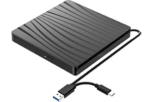 QDSYLQ External CD/DVD Drive for Laptop, USB C Portable CD DVD +/-RW Burner Optical Drive Reader Writer DVD Player for Laptop iMac PC Desktop MacBook, Windows 11/10/8/7/XP/Linux/MacOS Schwarz