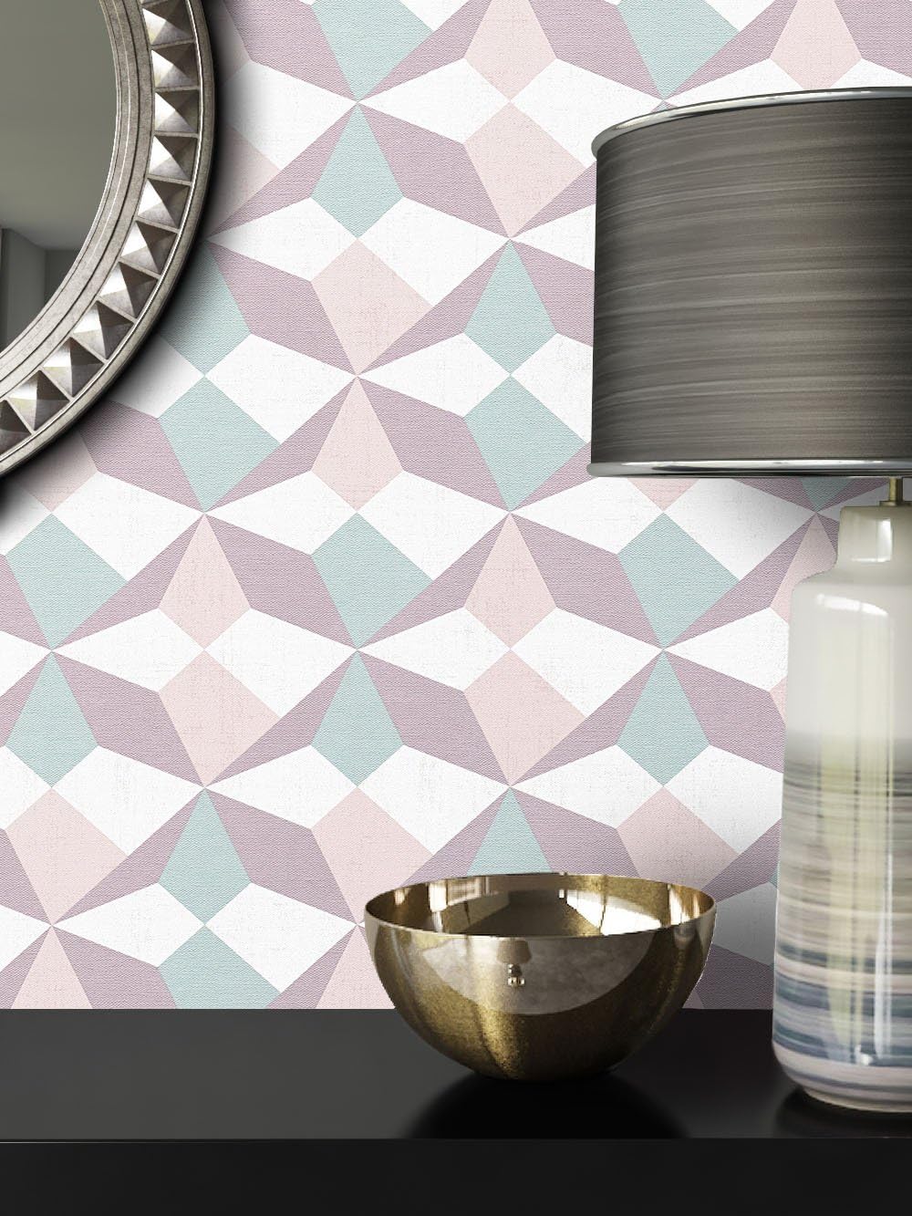 Newroom Wallpaper Purple Non-Woven Wallpaper Turquoise Cream Graphic Modern Retro Beautiful Modern Elegant Design Optics Includes Wallpaper Guide