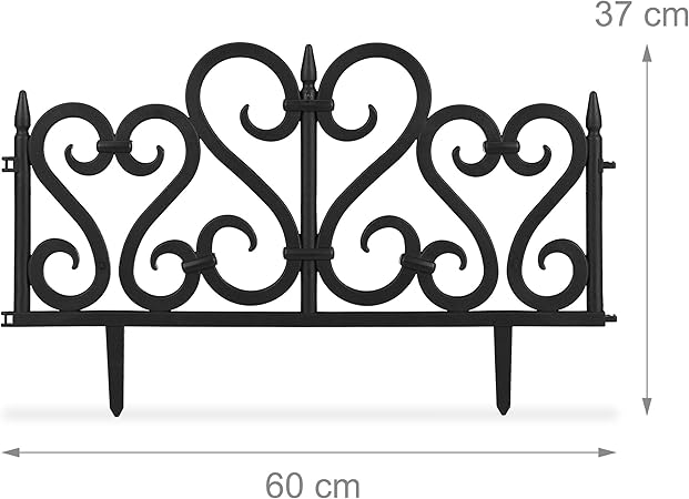 Relaxdays Set de 4 separadores de jardín, Valla Decorativa, con ...