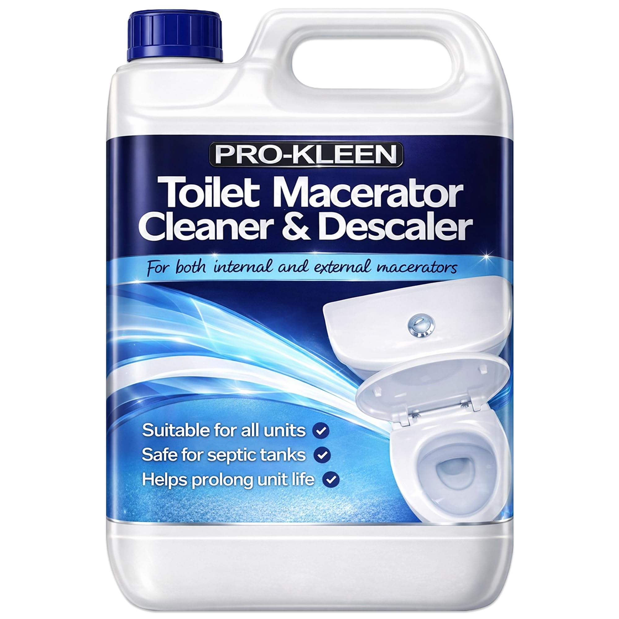 Pro-Kleen, 5L of Toilet Macerator Cleaner Descaler, Blue, Fresh