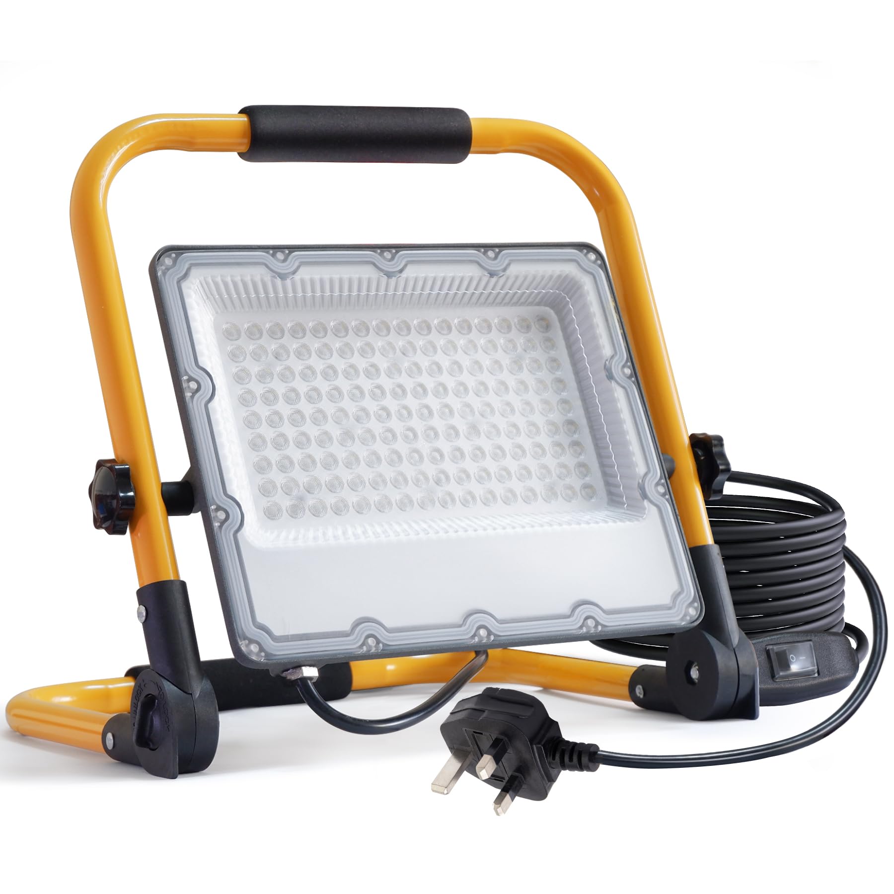 MEEKBOS 100W LED Work Light with Switch and 13.1 ft Cable, 10000LM Construction Light, 700W Equivalent 6500K Portable Working Lights with Stand, IP66 Waterproof Job Site Light for Construction Site
