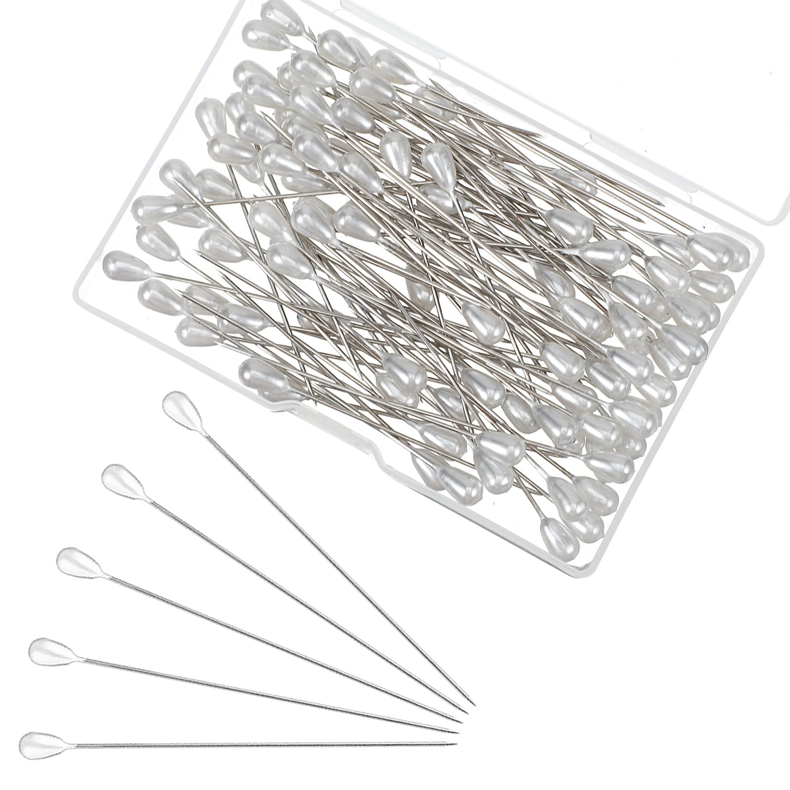 Photo 1 of 100 PCS Pearl Head Pins, 2 Inch Corsage Boutonniere Pins Straight Pin with Pearl Heads White Pearlized Ball Decorative Pin for Quilting Sewing Pinning Quilt Jewelry Making DIY Craft Flower Decoration