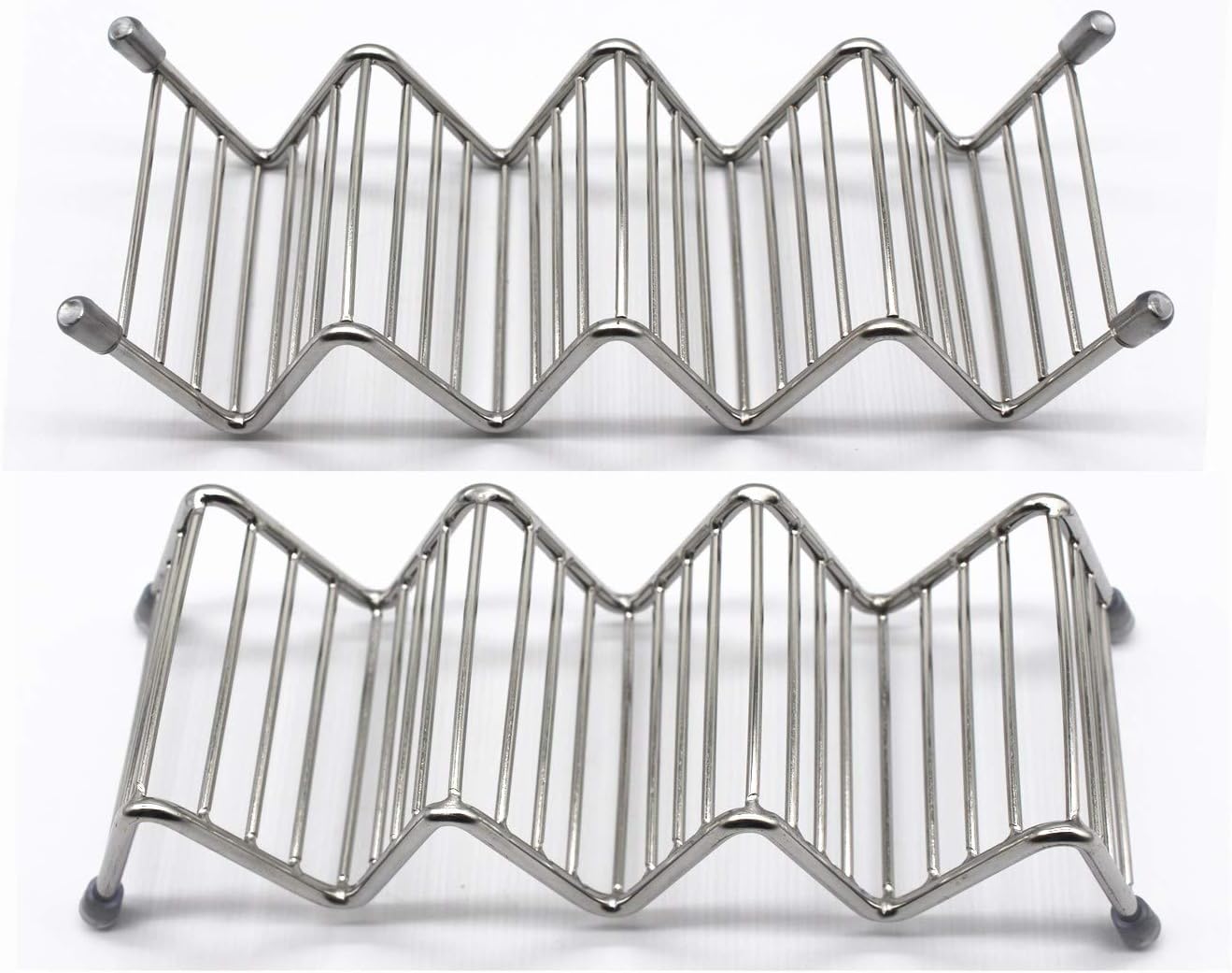 Fyuan 2pcs Stainless Steel Taco Holder, Rustproof Taco Rack Hold Mexican Food Stand Rack Shells Serve for Hotdogs, Hard or Soft Shell Tacos
