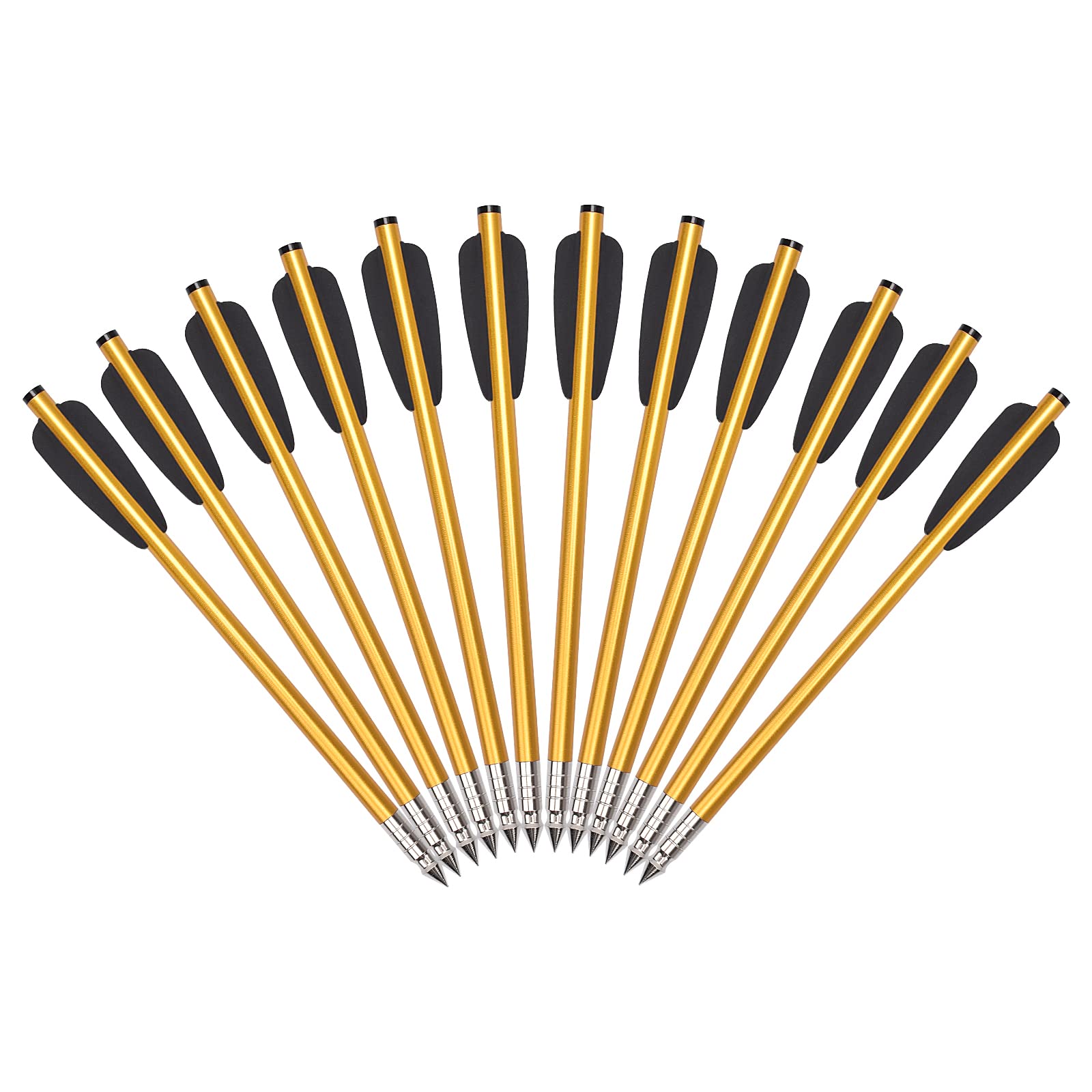 6.3'' Aluminium Crossbow Bolts Arrows Steel Tips for 50-80lbs Pistol Mini Crossbow Archery Target Hunting Shooting (Pack of 12)