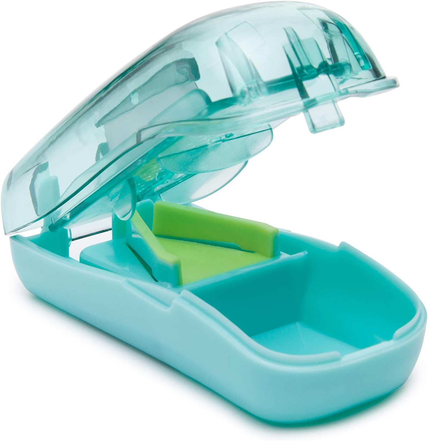 SUKUOS Pill Cutter Finger Protect Pill Splitter with Retracting Blade Guard and Storage