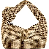 UMREN Bling Full Glitter Knotted Handbag for Women Crystal Rhinestone Hobo Dumpling Bag Diamond Evening Clutch Crossbody Bag
