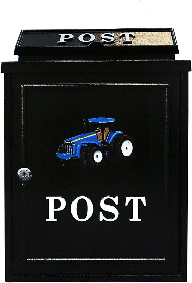 ARBORIA Postbox Letterbox Wall Mounted Mailbox Lockable Letter Mail Post Box Blue Tractor Agriculture t